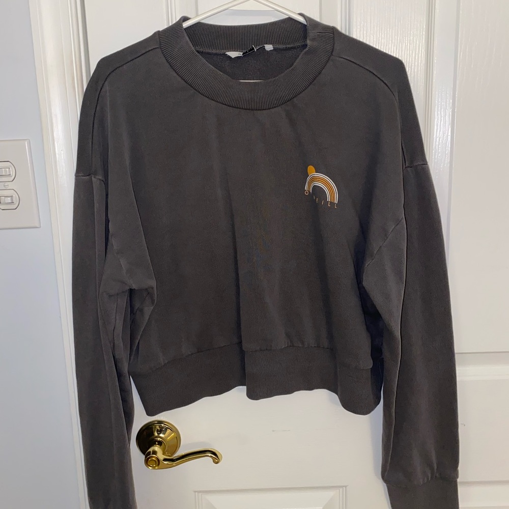 o’neill oversized cropped green sweatshirt. size large